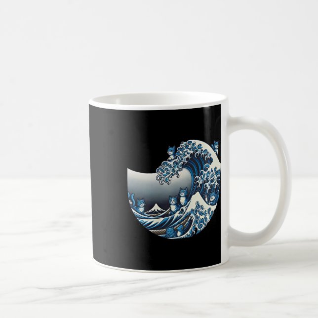 Catzilla Cat Japanisch Kunst Funny Cat Geschenke f Kaffeetasse (Rechts)