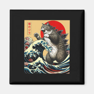 Catzilla Cat Japanisch Kunst Funny Cat Geschenke f Magnet
