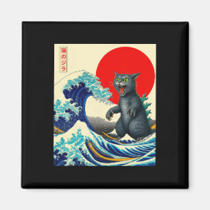 Catzilla Cat Japanisch Kunst Funny Cat Geschenke f Magnet