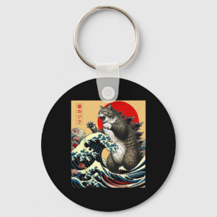 Catzilla Cat Japanisch Kunst Funny Cat Geschenke f Schlüsselanhänger