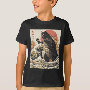 Catzilla Cat Japanisch Kunst lustige Katze für Män T-Shirt