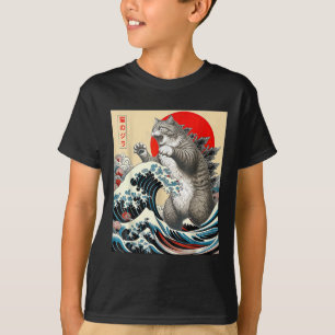 Catzilla Cat Japanische Kunst T-Shirt