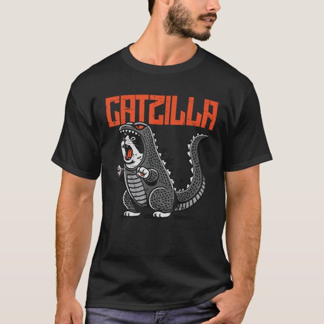 Catzilla Cat Monster Funny Japanese Kitten Boys Gi T-Shirt (Vorderseite)