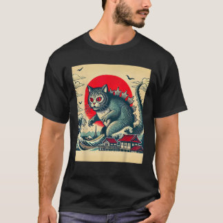 Catzilla Cat Retro Vintag Japanisch Kaiju Funny Ca T-Shirt