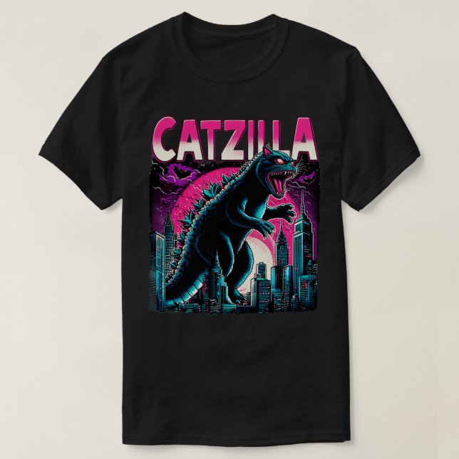 CATZILLA Epische Schlacht bei Kolossalkkatzen T-Shirt (Design vorne)