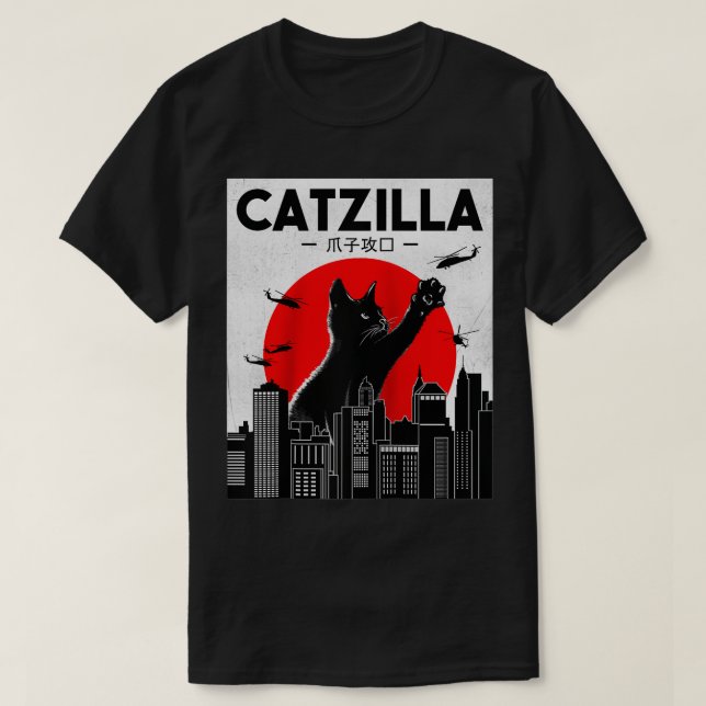 Catzilla Funny Cat , Funny Cat , Cat Lover T-Shirt (Design vorne)