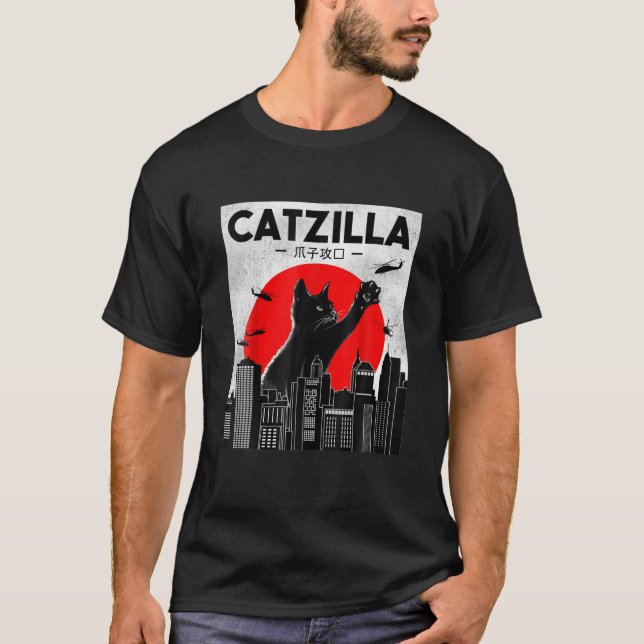 Catzilla Funny Cat , Funny Cat , Cat Lover T-Shirt (Vorderseite)