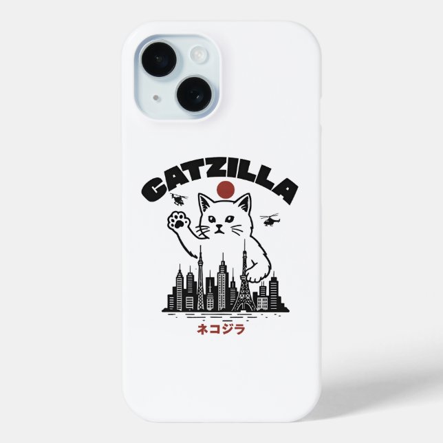 Catzilla - Funny Cat Godzilla Parody Case-Mate iPhone Hülle (Rückseite)