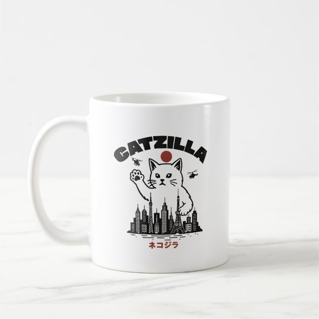 Catzilla - Funny Cat Godzilla Parody Kaffeetasse (Links)