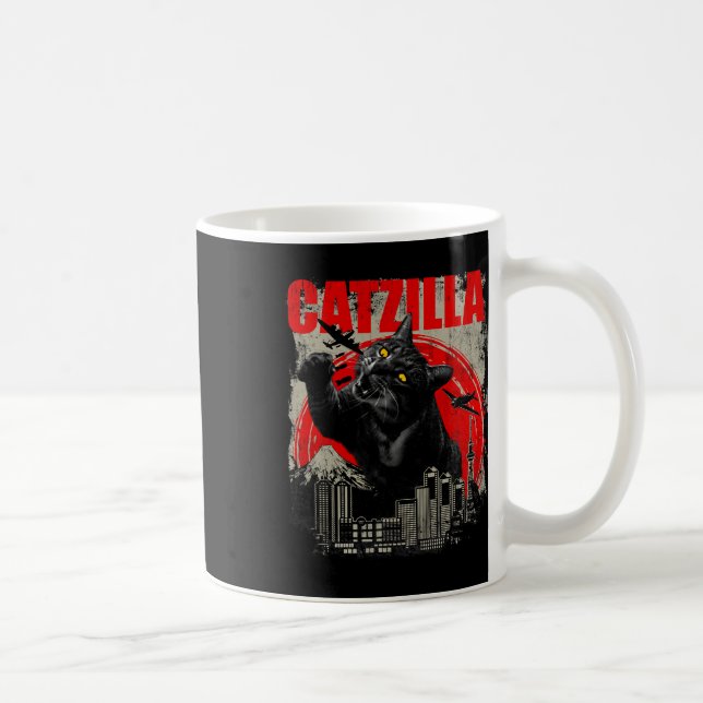 Catzilla - Funny Cat Lover Kitten Kitty Kurz Slee Kaffeetasse (Rechts)
