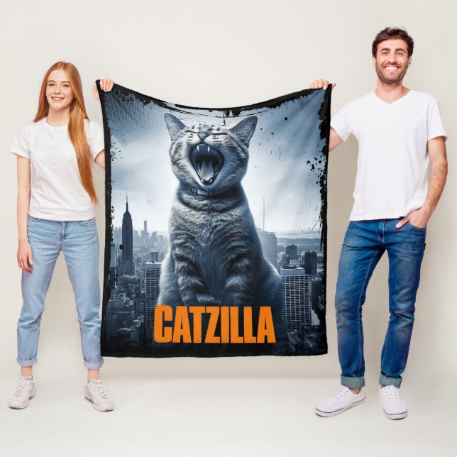 Catzilla Funny Cat Meme Fleece Blanket (Beispiel)