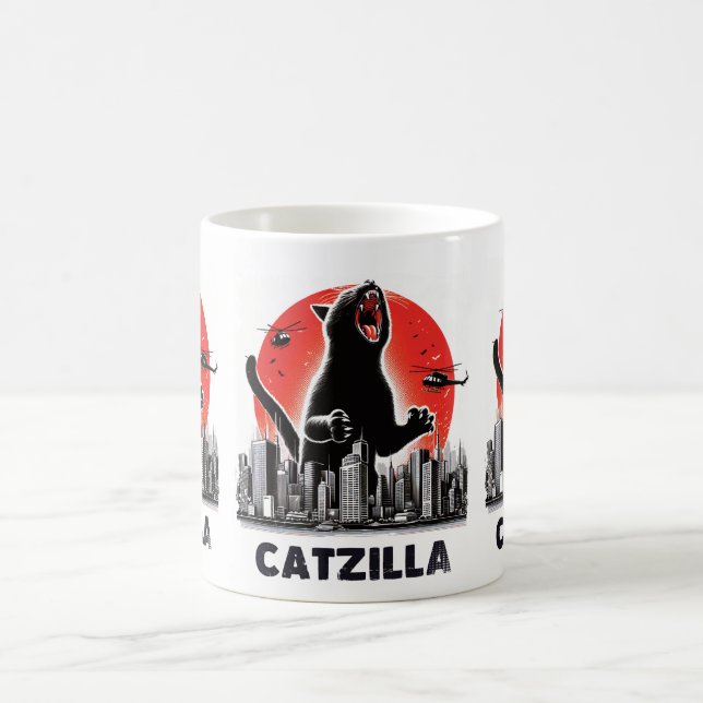Catzilla Funny Cat Rampage Epic Feline Monster Cat Kaffeetasse (Mittel)