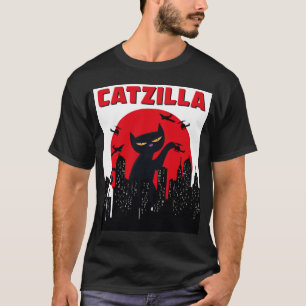 Catzilla Funny Cat Shirt, Funny Cat T - Shirt, Kat T-Shirt