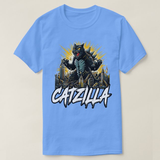 Catzilla Funny Feline Fury entfesselt T-Shirt (Design vorne)