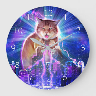 Catzilla Große Wanduhr