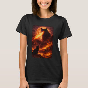 Catzilla Heult den Mond an Vintage Lustige Mystisc T-Shirt