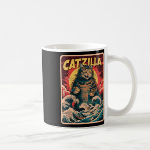Catzilla Japanese Art Funny Cat Vintag Graphic Kaffeetasse