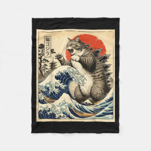 Catzilla Japanische Kunst Katzenliebhaber Grafikdr Fleecedecke