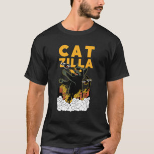 Catzilla Kaiju Cat zerstört eine japanische Stadt T-Shirt