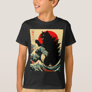 Catzilla Katze japanische Kunst lustig für Männer T-Shirt
