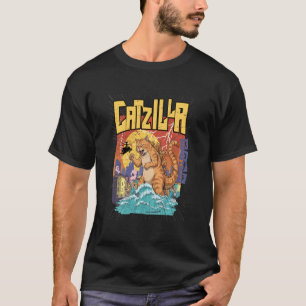 Catzilla Katze Japanische Kunst Lustige Geschenke T-Shirt