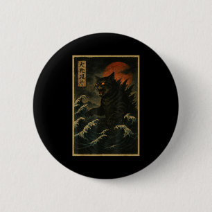 Catzilla Katze japanische Kunst lustige Katze für Button