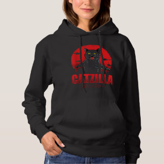 Catzilla Katze japanischer Vintage Retro Stadt Hoodie