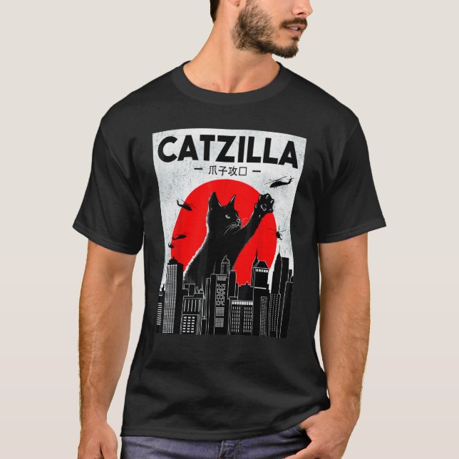Catzilla  Katze  Katze Katze T-Shirt (Vorderseite)