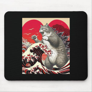 Catzilla Katze Valentine Japanische Kunst Lustiges Mousepad