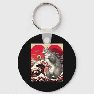 Catzilla Katze Valentine Japanische Kunst Lustiges Schlüsselanhänger