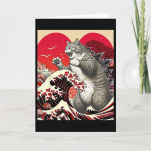 Catzilla Katze Valentinstag Japanische Kunst Lusti Karte
