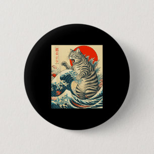 Catzilla Kurzhaarkatze Japanisch Kunstgeschenke fü Button