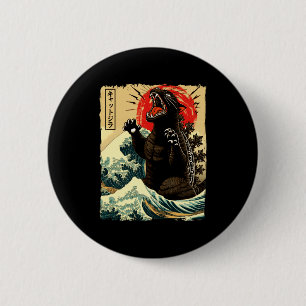 Catzilla Lustiger Japanischer Stil Button