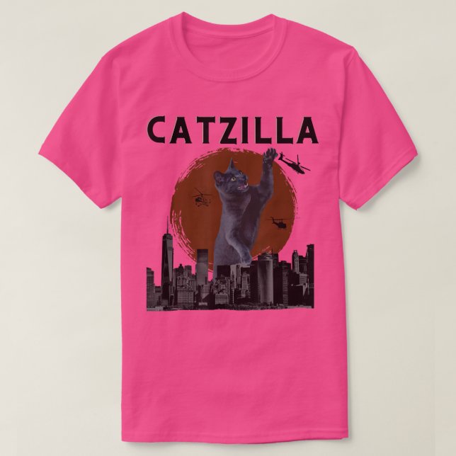 Catzilla Monster Cat Lover Funny Japanese Kitty Ki T-Shirt (Design vorne)