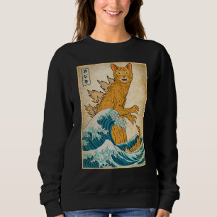 Catzilla-Monsterwelle vor Kanagawa Japan Vaporwave Sweatshirt