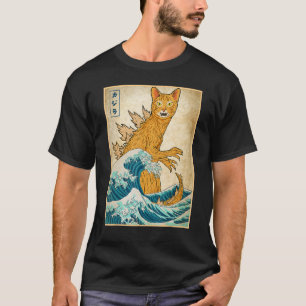 Catzilla-Monsterwelle vor Kanagawa Japan Vaporwave T-Shirt