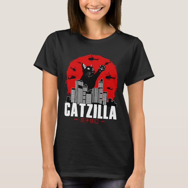 Catzilla Niedlich Cat Stuff für Katzen Lover T-Shirt (Vorderseite)