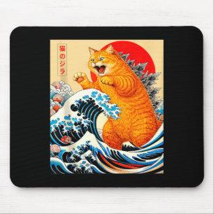Catzilla orange Katze japanische Kunst für Männer  Mousepad