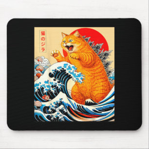 Catzilla orange Katze japanische Kunst für Männer  Mousepad