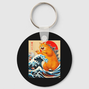 Catzilla Orange Katze japanische Kunst für Männer Schlüsselanhänger
