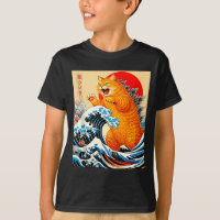 Catzilla orange Katze japanische Kunst für Männer