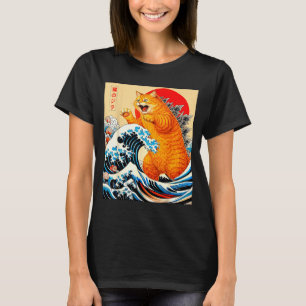 Catzilla orange Katze japanische Kunst für Männer T-Shirt