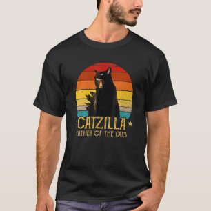 Catzilla Vater seiner Katzen Retro Vintage Sonnenu T-Shirt