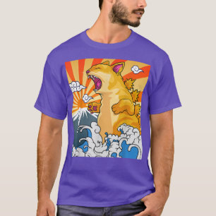 Catzilla Vintag Kawaii Niedlich Cat Art Japanisch T-Shirt
