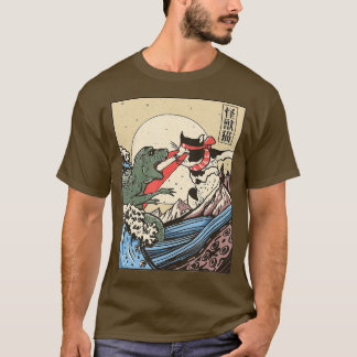 Catzilla vs Kaiju Vintag Funny Niedlich Cat Art Ja T-Shirt