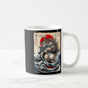 Catzilla vs Meg Japanische Great Wave Kunst Funny Kaffeetasse