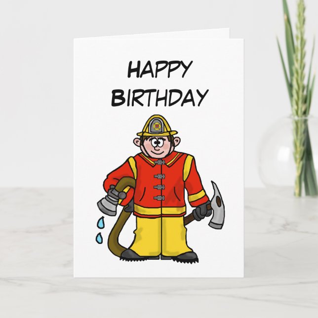 Caucasian Cartoon Fireman Card Passen Sie es an! Karte (Vorderseite)