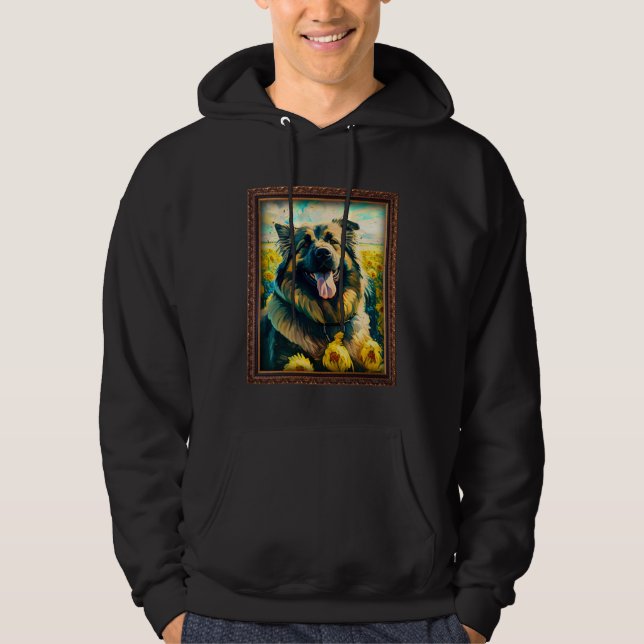 Caucasian Shepherd Painting Sunflower Flower Mom W Hoodie (Vorderseite)