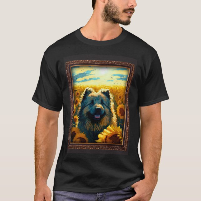 Caucasian Shepherd Painting Sunflower Flower Mom W T-Shirt (Vorderseite)