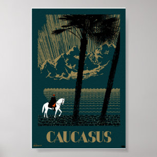 Caucasus Vintage Travel Poster Restored
